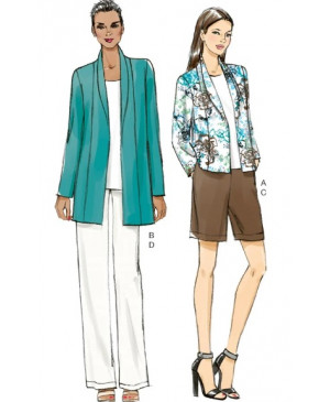 Střih Vogue 9011 volné sako a kalhoty s gumou v pase
