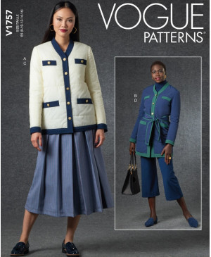 Střih Vogue 1757 kabátek, sukně se sklady, kalhoty do zvonu