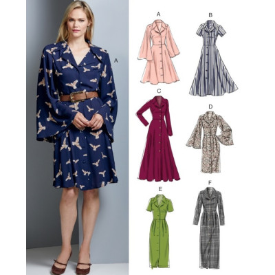 Střih Vogue 9345 košilové šaty (6 variant)