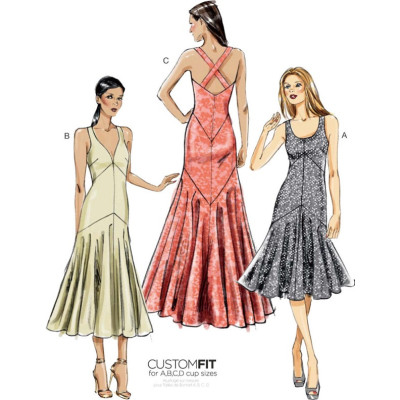 Střih Vogue 8814 šaty s překříženými ramínky na zádech