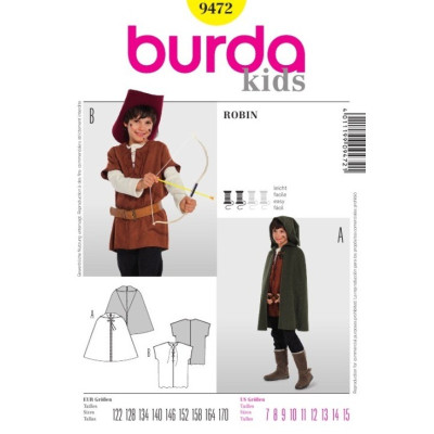 Střih Burda číslo 9472 Robin Hood, zbojník
