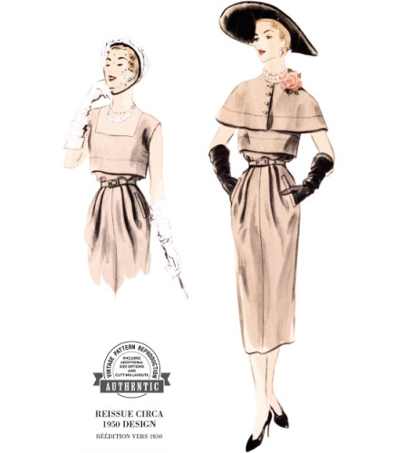 Střih Vogue 1964 Vintage sukně, halenka a plášť (rok 1950)