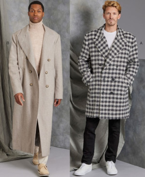 Střih Vogue 1976 dvouřadý pánský kabát, dlouhý pánský kabát