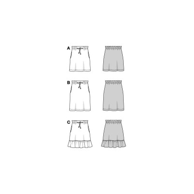 Střih Burda 5832, návod k šití: sukně se stahováním v pase, mini sukně, tepláková sukně