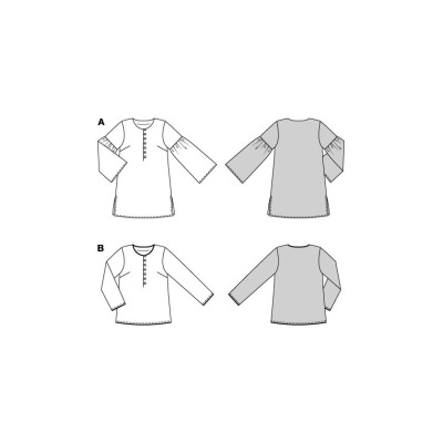 Střih Burda 5822, návod k šití: tunikové šaty s knoflíky, tunika