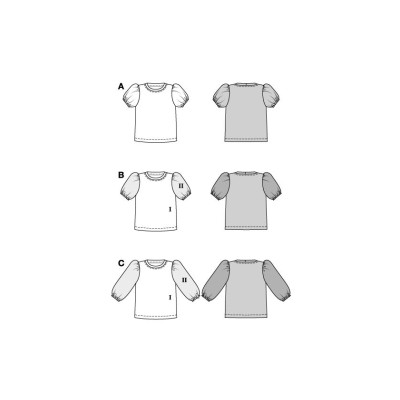 Střih Burda 5809, návod k šití: tričko s balonovými rukávy