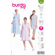 Střih Burda 5803, návod k šití: zavinovací šaty s gumou v pase, halenkové šaty