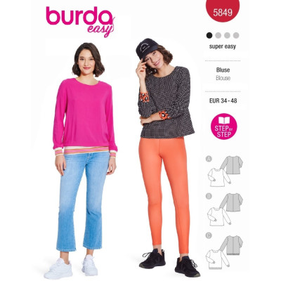 Střih Burda 5849, návod k šití: halenka