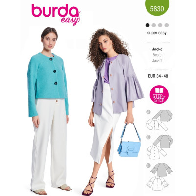 Střih Burda 5830, návod k šití: sako, kabátek