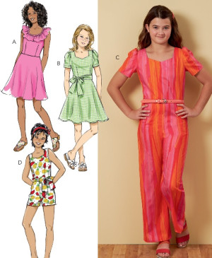 Střih Butterick 6888 dívčí šaty s kolovou sukní, overal