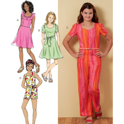 Střih Butterick 6888 dívčí šaty s kolovou sukní, overal