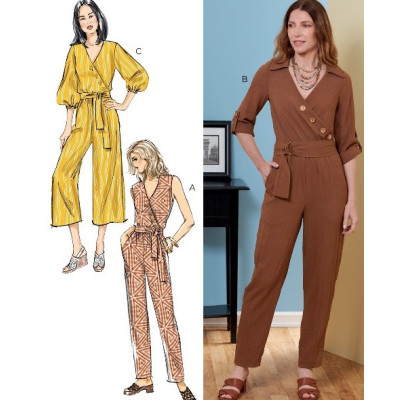 Střih Butterick 6881 zavinovací overal s ozdobnými knoflíky