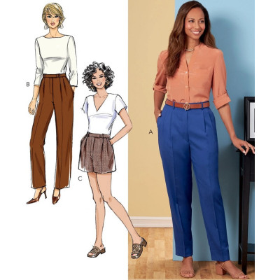 Střih Butterick 6878 kalhoty s puky, šortky, cigaretové kalhoty