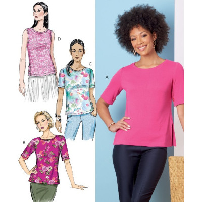 Střih Butterick 6874 tričko s kulatým výstřihem (4 varianty)