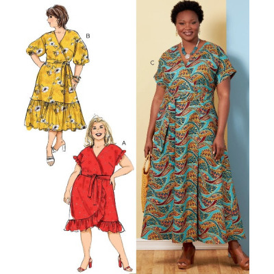 Střih Butterick 6873 zavinovací šaty, maxi šaty