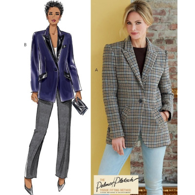 Střih Butterick 6862 sako na jeden knoflík, sametové sako