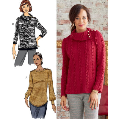 Střih Butterick 6857 mikina s rolákem, rolák, svetr