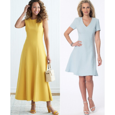 Střih Butterick 6850 áčkové šaty, midi šaty