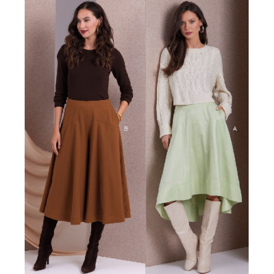 Střih Vogue 1987 culottes, kalhotová sukně, rozšířená sukně, midi sukně