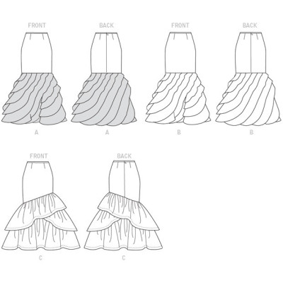 Střih Vogue 9173 dlouhá sukně s volány, plesová sukně, taftová sukně