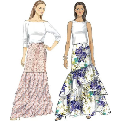 Střih Vogue 9173 dlouhá sukně s volány, plesová sukně, taftová sukně