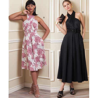 Střih Vogue 1883 šaty za krk se širokou sukní