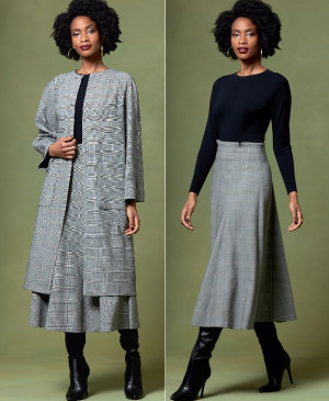 Střih Vogue 1646 kabát bez podšívky, sukně, Rachel Comey