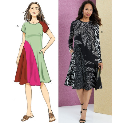 Střih Butterick 6959 tričkové šaty s asymetrickými švy