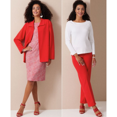 Střih Butterick 6975 rovné šaty, tričko, sako, kalhoty s puky