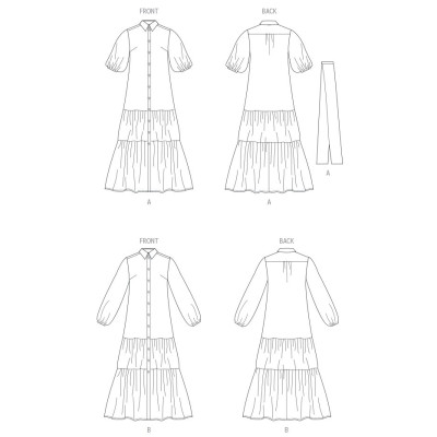 Střih Butterick 6977 košilové šaty, dlouhé propínací šaty