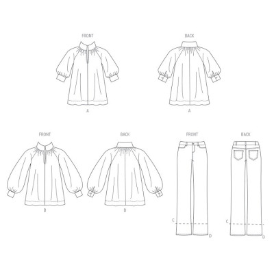 Střih Butterick 6982 volná tunika, džíny, džínové kalhoty