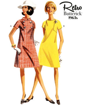 Střih Butterick 6990 Vintage áčkové šaty, 60. léta