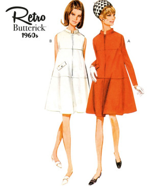 Střih Butterick 6991 Vintage šaty s límečkem, 60. léta