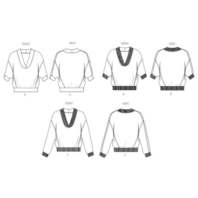 Střih Butterick 6996 volná mikina přes hlavu, volný top