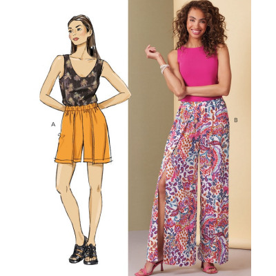 Střih Butterick 7000 zavinovací kalhoty s gumou v pase, šortky
