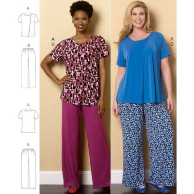 Střih Butterick 6262 tričko, kalhoty s gumou v pase, domácí oblečení, pyžamo