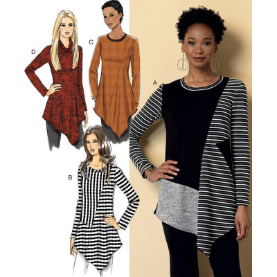 Střih Butterick 6377 tričko s dlouhým rukávem, rolák