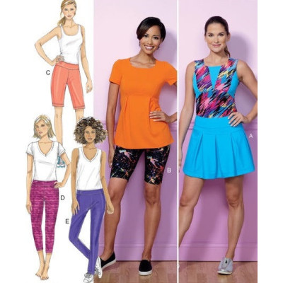 Střih Butterick 6460 sportovní šortky, legíny, tepláky, sukně