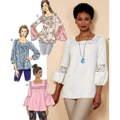 Střih Butterick 6518 romantická halenka, krajková halenka