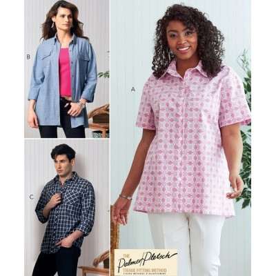 Střih Butterick 6841 unisex košile, košile s krátkým rukávem