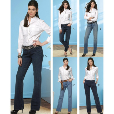 Střih Butterick 6800 džínové kalhoty, kalhoty s puky