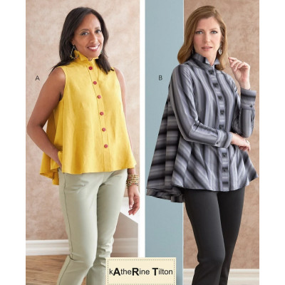 Střih Butterick 6792 košile se sklady na zádech, košile bez rukávů