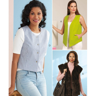 Střih Butterick 6745 vesta, kožíšek