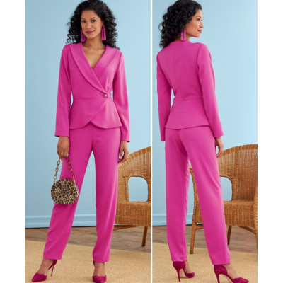Střih Butterick 6739 kostýmek, zavinovací sako, sukně, kalhoty