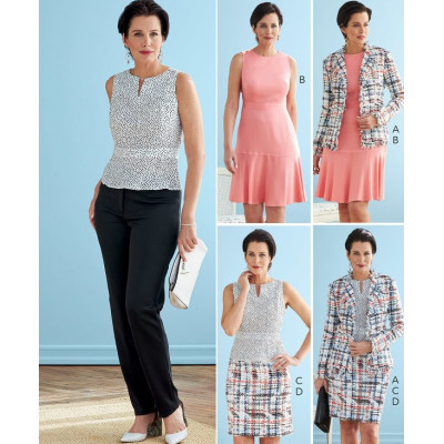 Střih Butterick 6738 sako, šaty, top, sukně, kalhoty