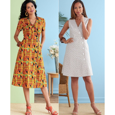 Střih Butterick 6727 zavinovací šaty s knoflíky