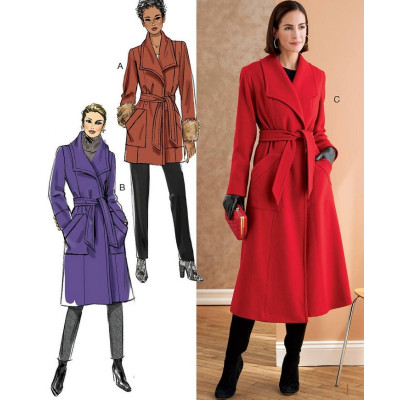 Střih Butterick 6720 zavinovací kabát s páskem