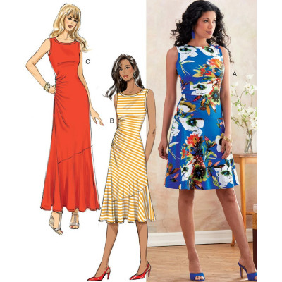 Střih Butterick 6680 áčkové šaty bez rukávů s řasením na boku