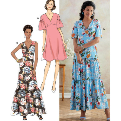 Střih Butterick 6678 empírové šaty, dlouhé šaty