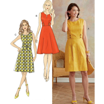 Střih Butterick 6676 áčkové šaty bez rukávů, pouzdrové šaty